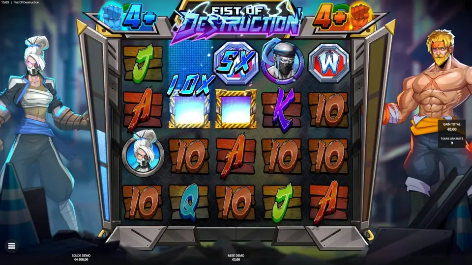 Bonus Ultimate Throwdown de Fist of Destruction par Hacksaw Gaming avec Victory Level élevé dès le départ